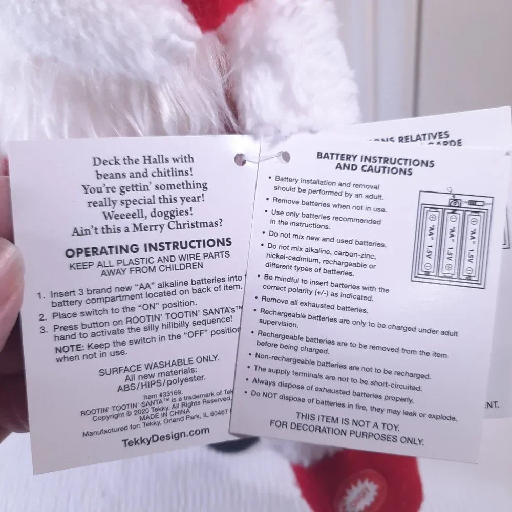 Tekky Toys Rootin' Tootin' Santa Claus Hillbilly farting plush Christmas READ